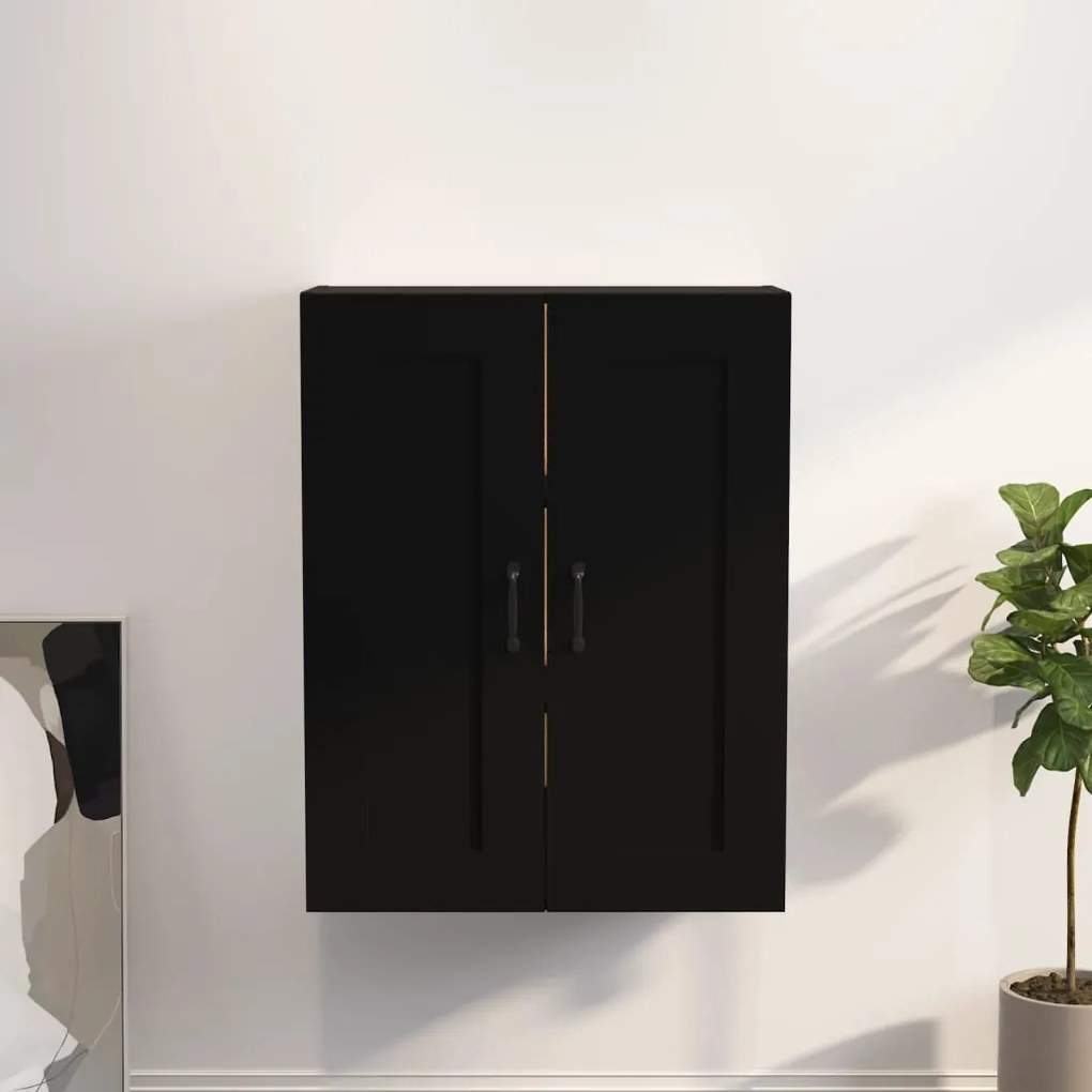 vidaXL Armário de parede suspenso 69,5x32,5x90 cm preto