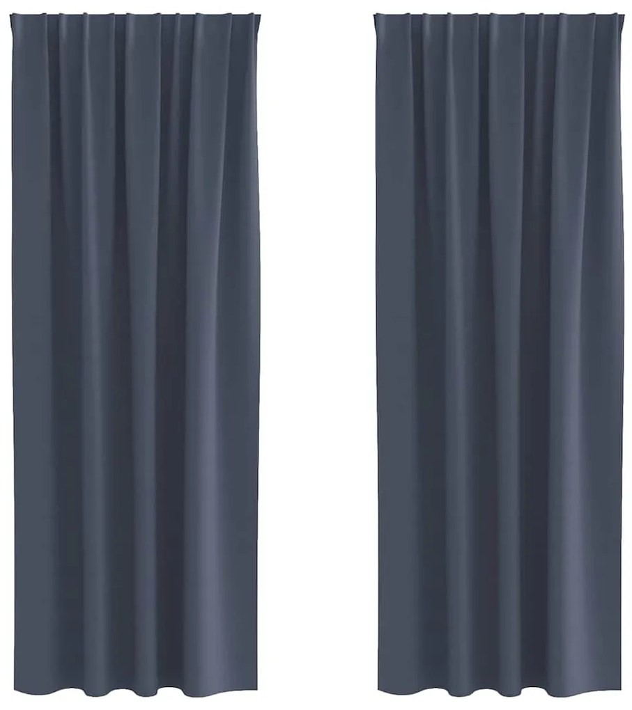 Cortinas 2 pcs Cinzento-escuro 260 x 140 cm Poliéster