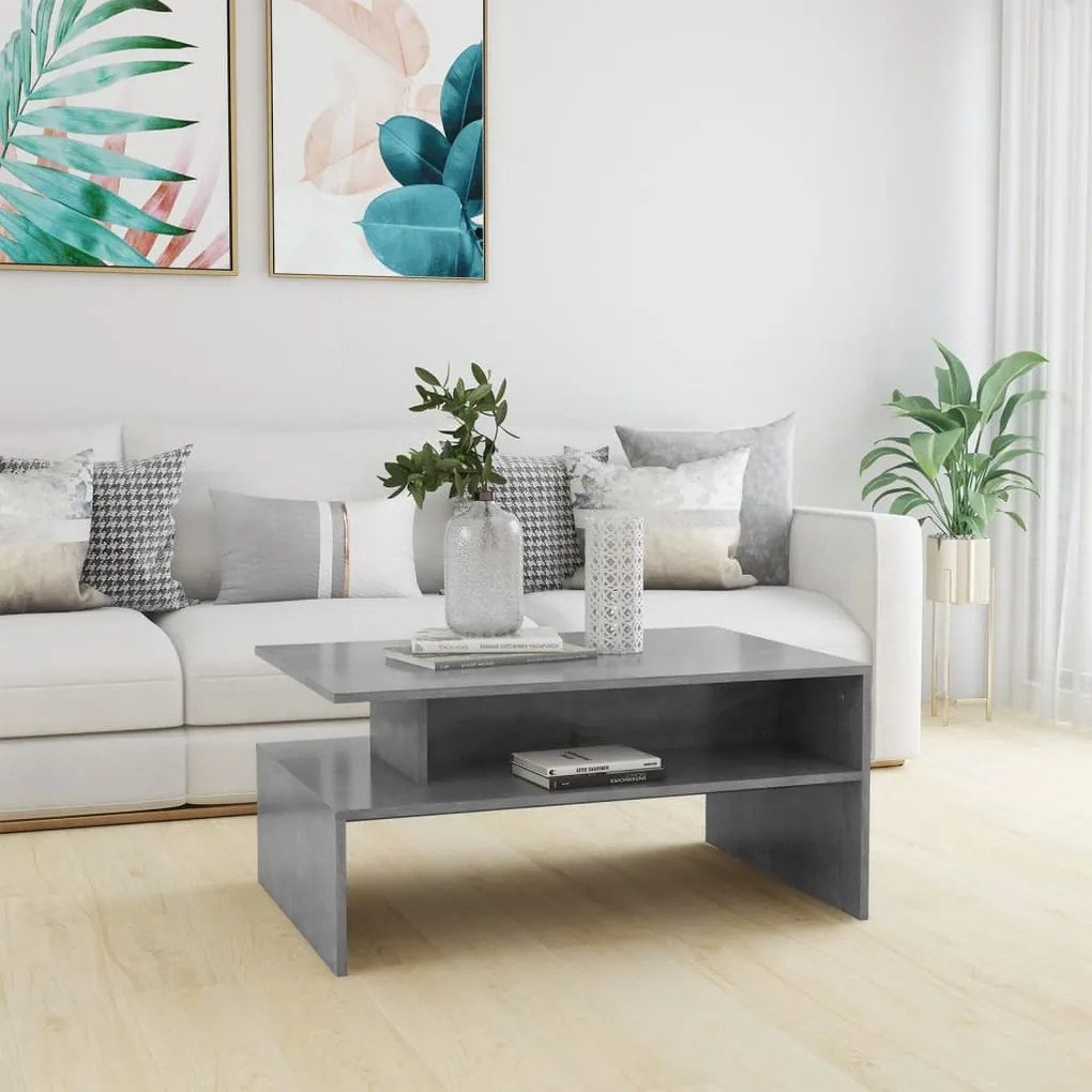 vidaXL Mesa de centro 90x60x42,5 cm contraplacado cinzento cimento