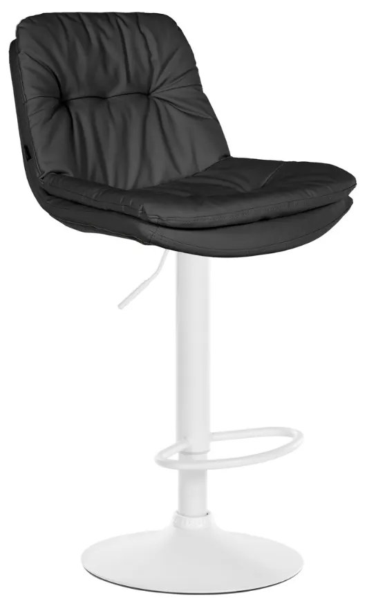 Banco de bar em couro sintético com estrutura branca 92-113 x 46 x 54 cm preto