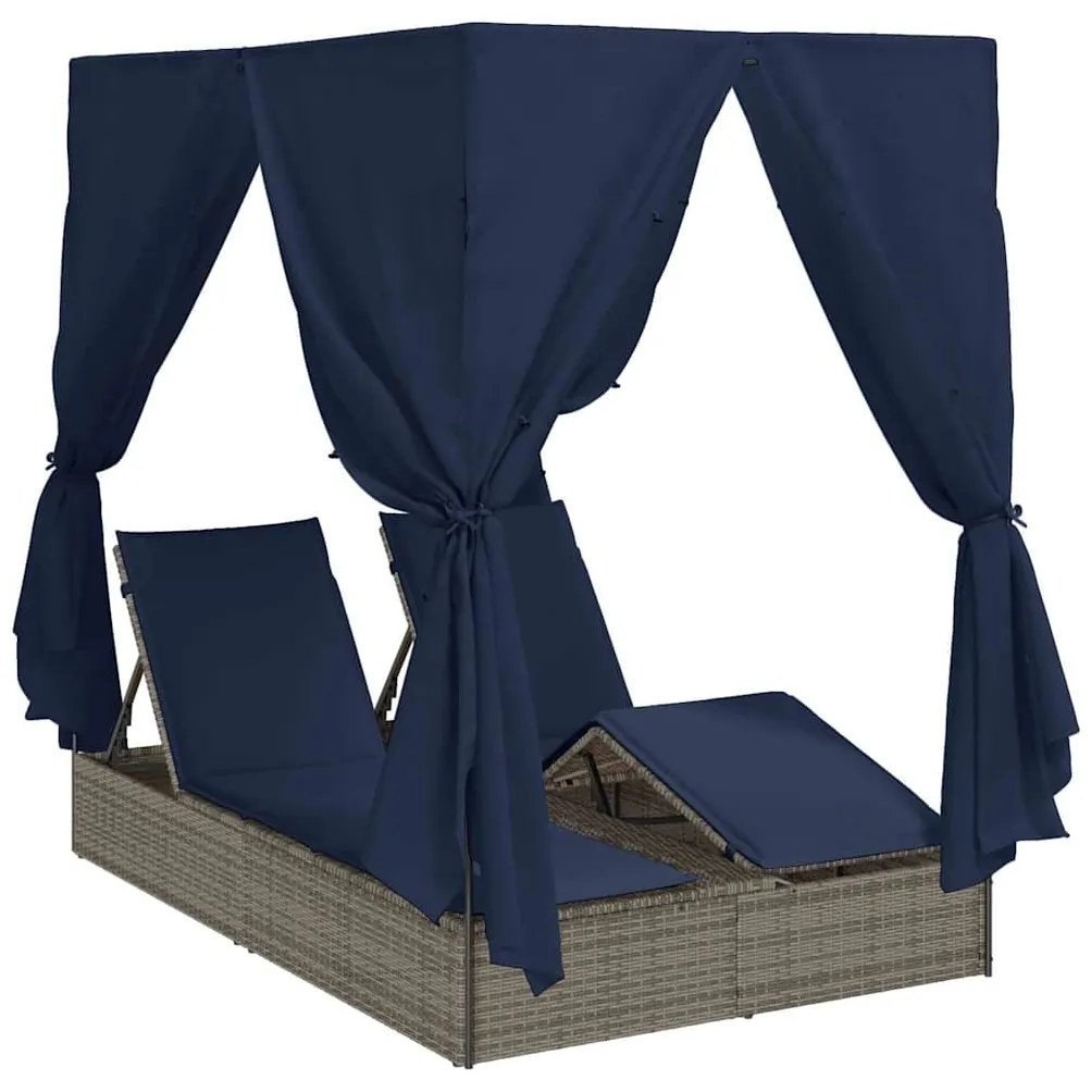 Cama Dupla de Sol Cinzeto Grande Vime &amp; Almofadas de Poliéster