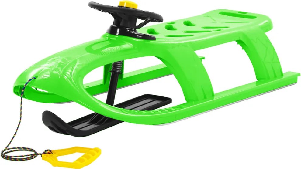vidaXL Trenó com volante 102,5x40x23 cm polipropileno verde