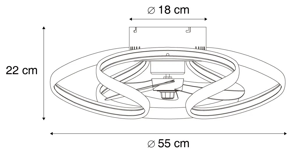 Ventilador de teto latão 55cm incl. LED regulável com controle remoto - Mandy Design