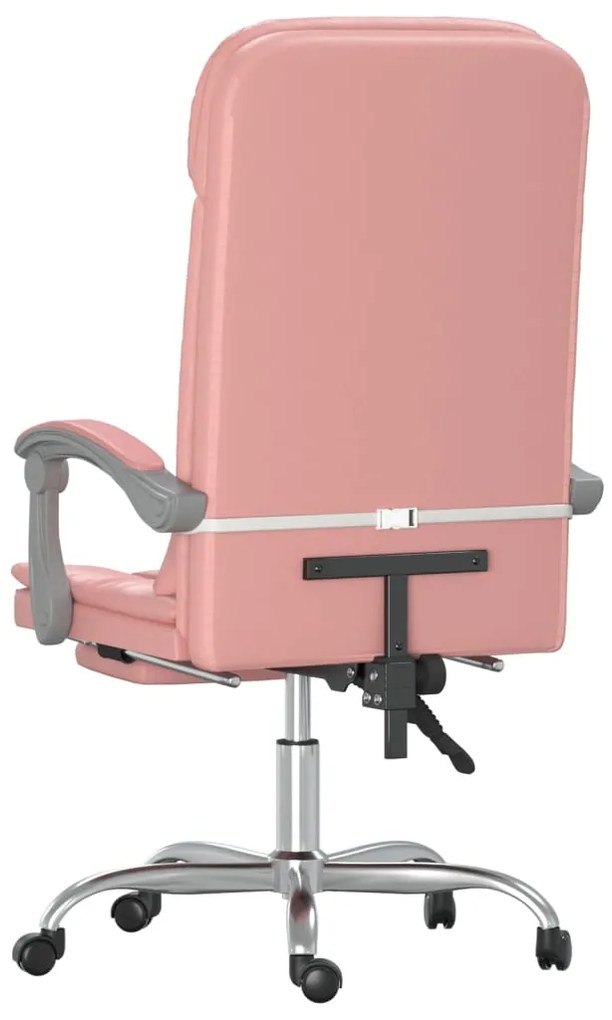 Cadeira escritório massagens reclinável couro artificial rosa