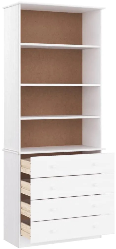 Estante c/ gavetas ALTA 77x35x186,5 cm pinho maciço branco