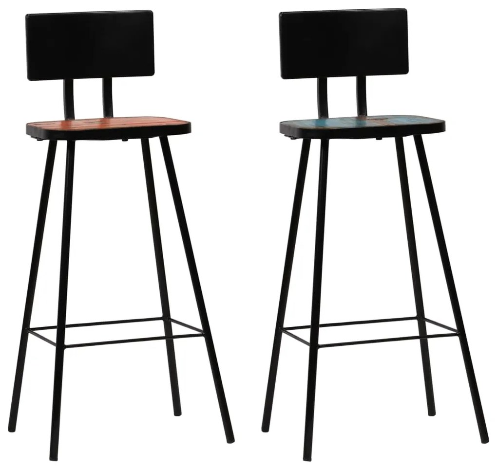 245392 vidaXL Bancos de bar 2 pcs madeira recuperada maciça