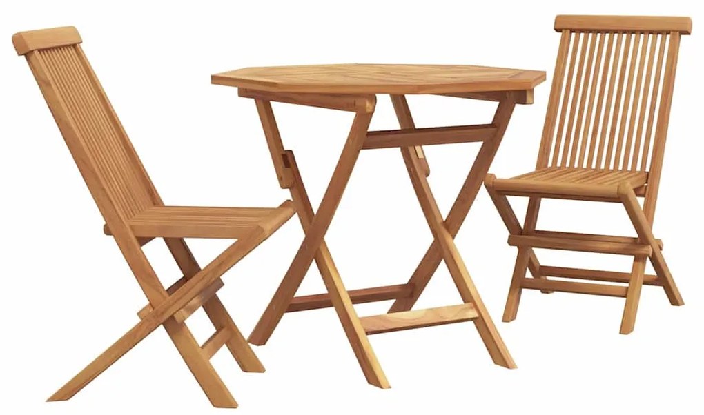 Conjunto Bistro de Jardim Dobrável de 3 Peças de Madeira Sólida de Acá