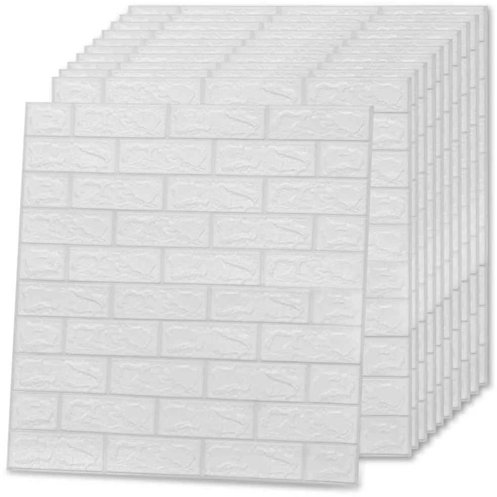 Papel de parede 3D autoadesivo tijolos 40 pcs branco