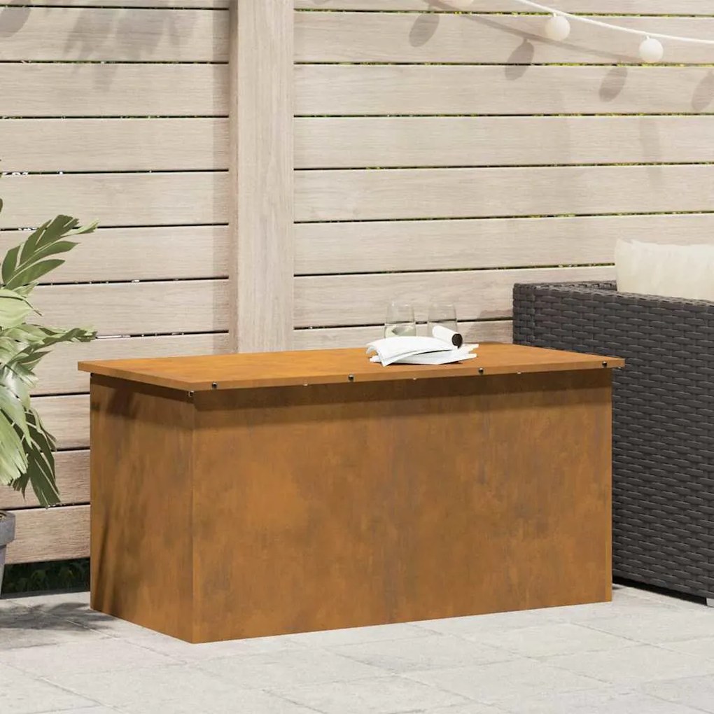 vidaXL Caixa de Armazenamento Externa Ferro Enferrujado