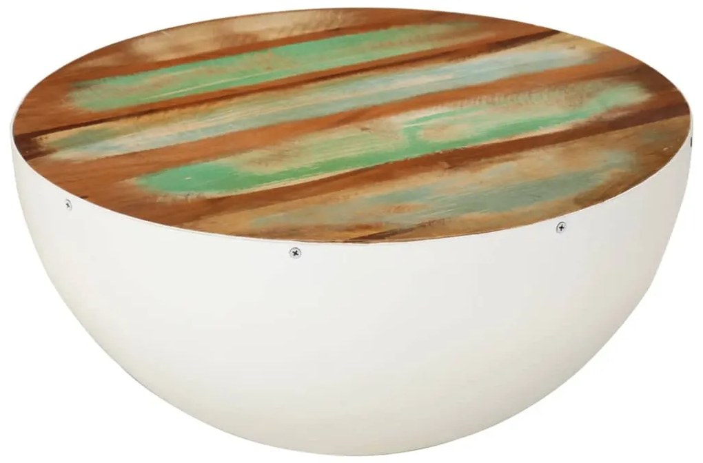 vidaXL Mesa de centro forma de taça Ø50x24cm madeira recuperada branco