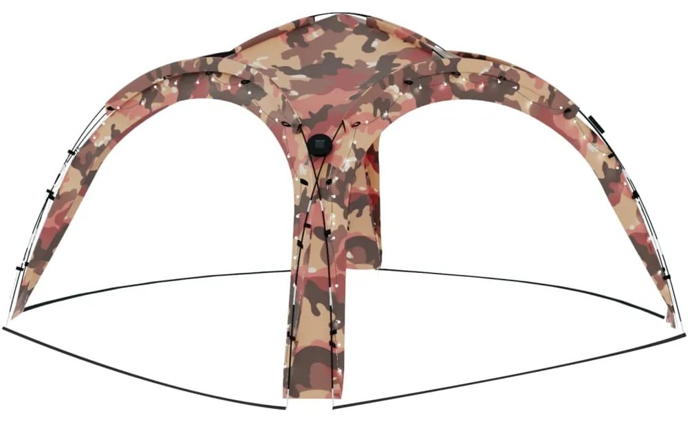 Tenda festas LED e 4 paredes laterais 3,6x3,6x2,3 m camuflagem