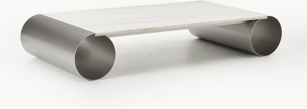 Mesa de centro XL com tampo em mármore Blaze, L 160 cm