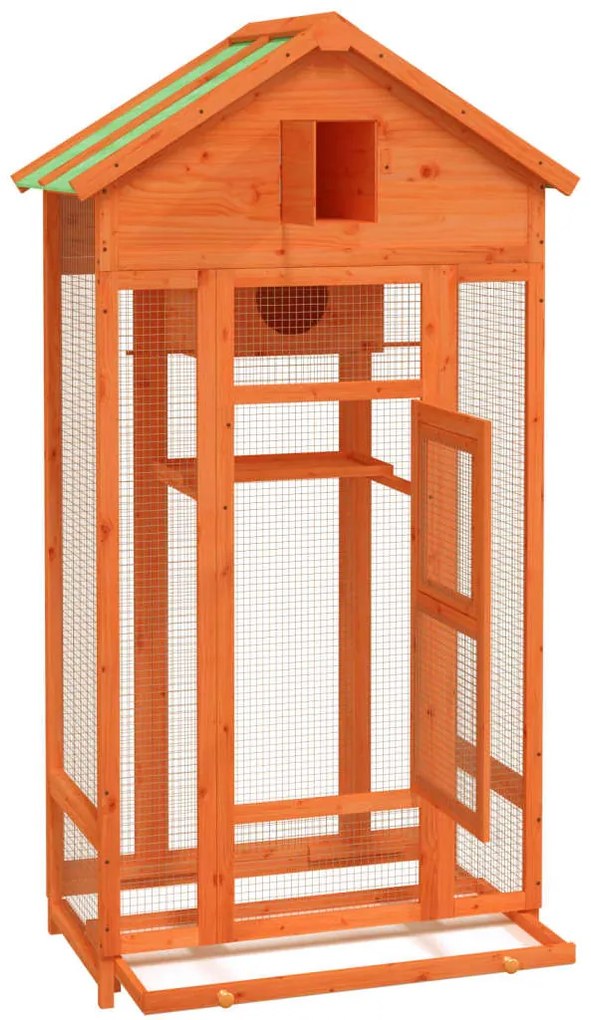 Gaiola para pássaros 91,5x53x170 cm pinho maciço castanho