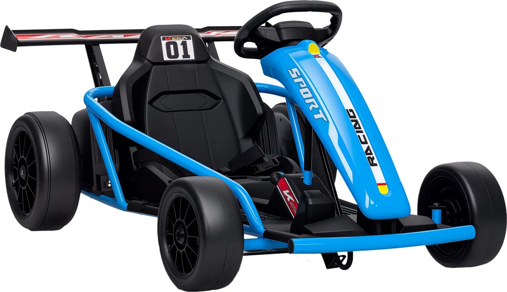 AIYAPLAY Carro elétrico GoKart kart elétrico para crianças 2 x 24 V motores modo derrapagem a 13 km/h 119 x 77 x 54 cm azul | Aosom Portugal