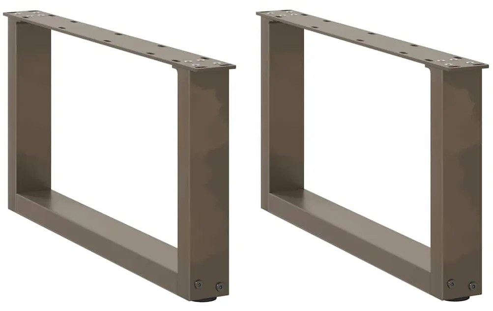 vidaXL Pés para mesa de centro em formato de U, 2 peças, aço natural, 60x(30-31) cm, aço
