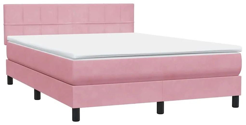 Cama com molas/colchão 140x210 cm veludo Rosa