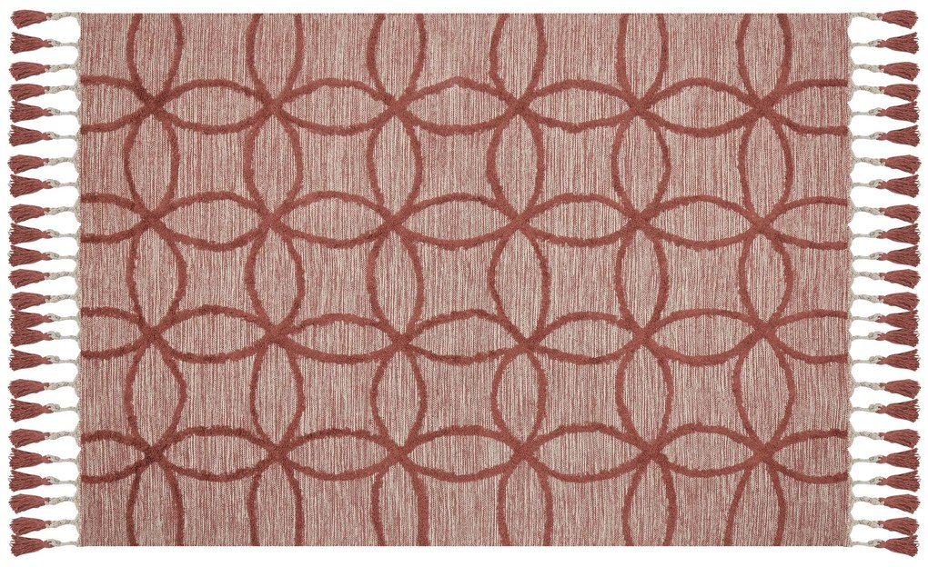 Tapete de algodão vermelho 140 x 200 cm KIRSEHIR Beliani