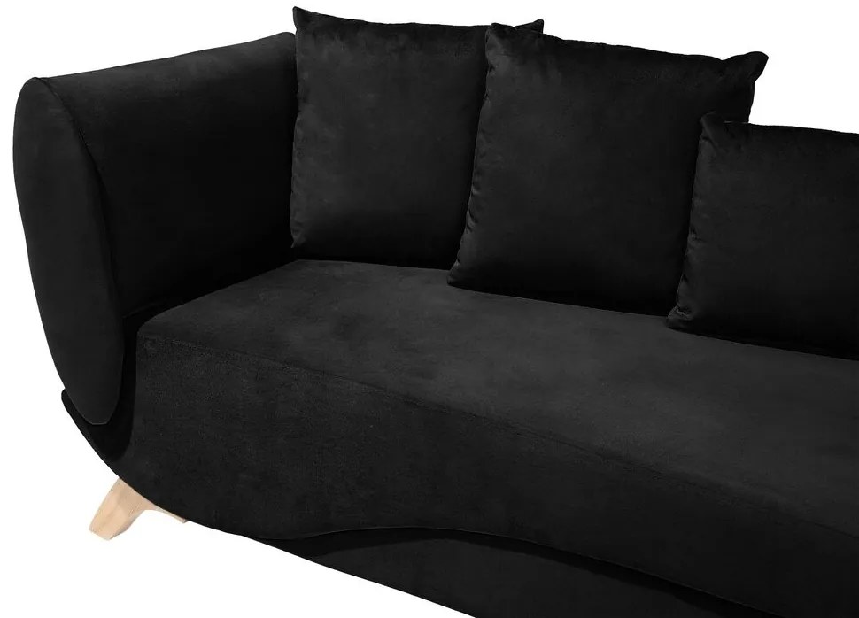 Chaise-longue à esquerda de 2 lugares com arrumação em veludo preto MERI Beliani