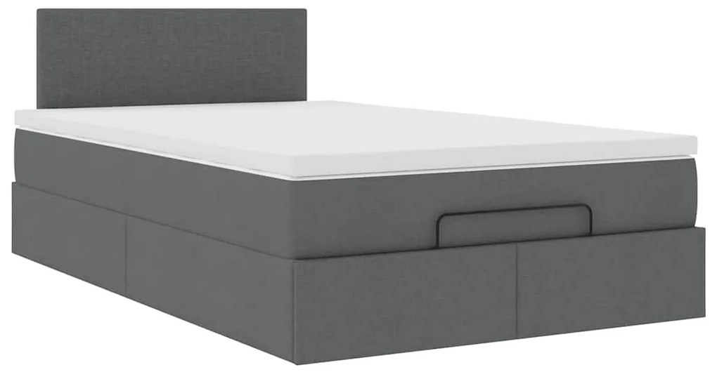 Cama otomana com colchão 120x190 cm tecido cinzento escuro