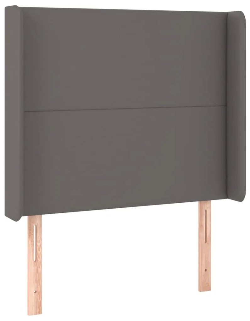 Cabeceira cama c/ LED 93x16x118/128cm couro artificial cinzento