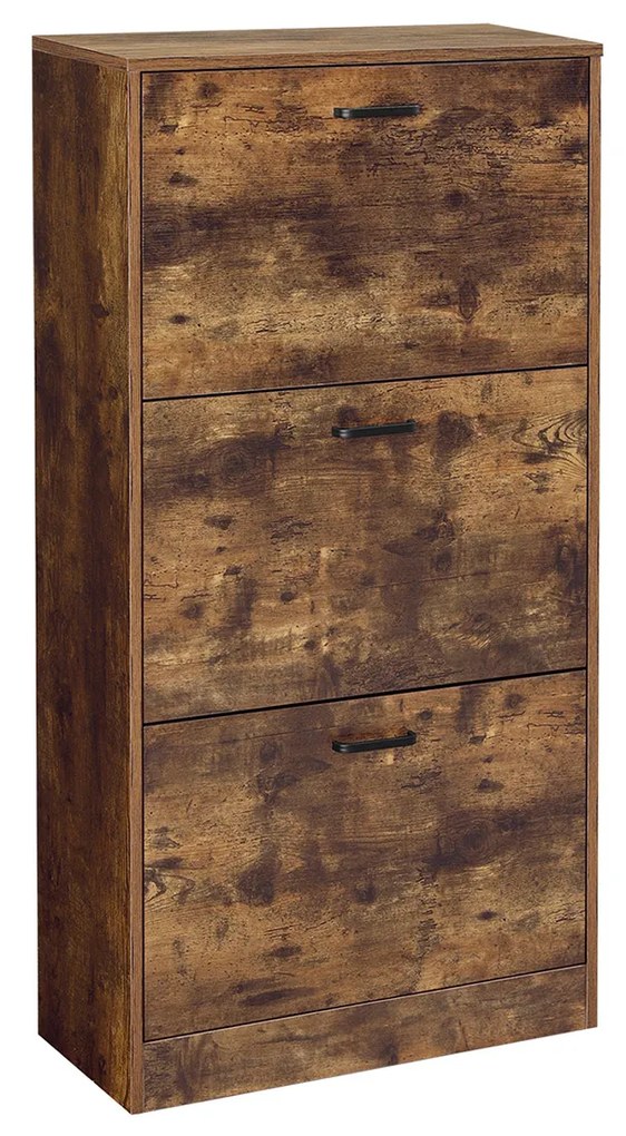 Sapateira com 3 abas 60 x 24 x 120 cm castanho vintage