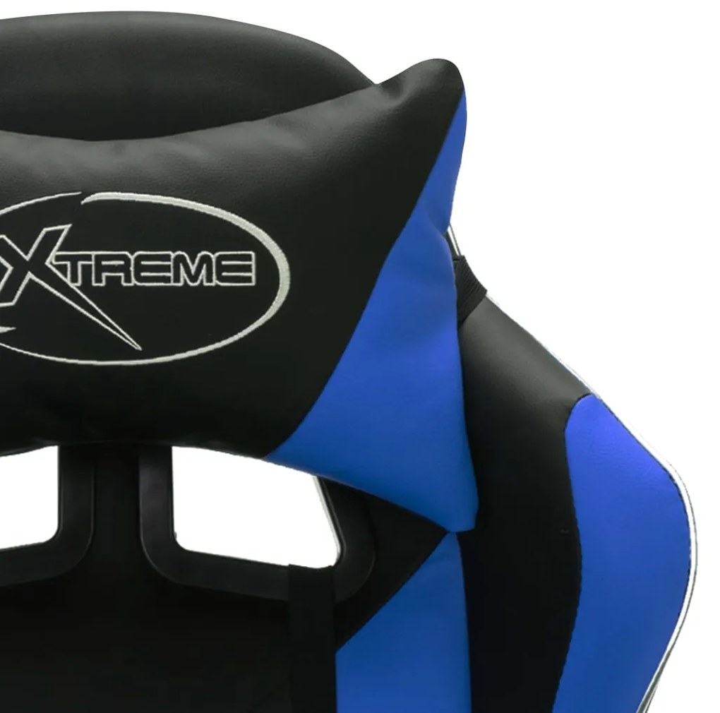 Cadeira estilo corrida c/ luzes LED RGB couro artif. azul/preto