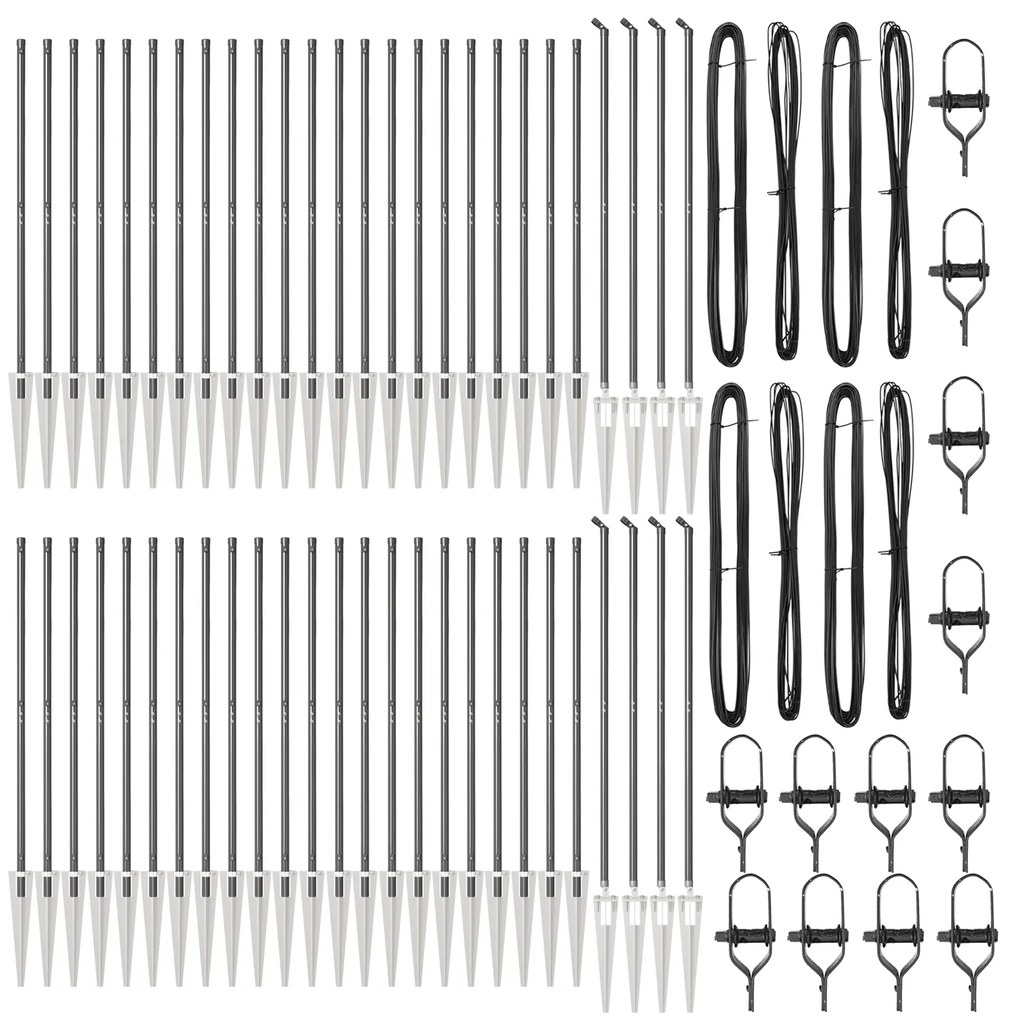 Postes de Cerca vidaXL com Ponta 52 pcs Ø32 mm 160 cm Aço Galvanizado