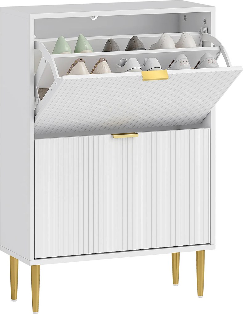 Sapateira Estreita Sapateira para Entrada com Prateleiras Ajustáveis para 12 Pares de Sapatos 60x24x91,5 cm Branco