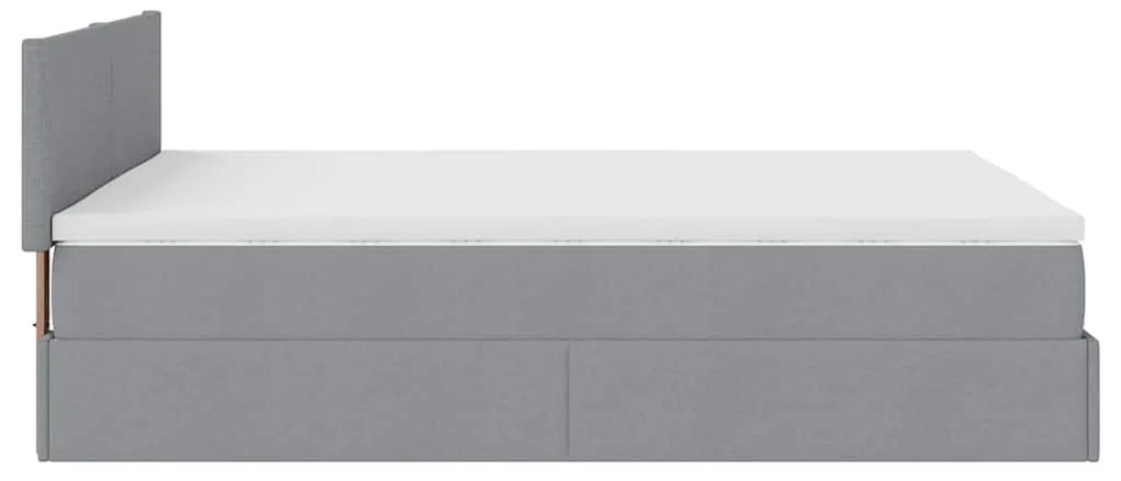 Estrutura cama otomana colchão 140x200cm tecido cinzento claro