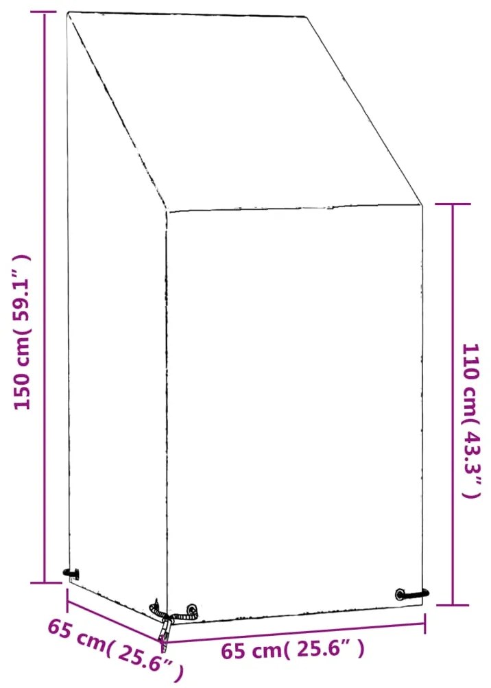 Capas cadeiras jardim 2 pcs 8 ilhós 65x65x110/150cm polietileno