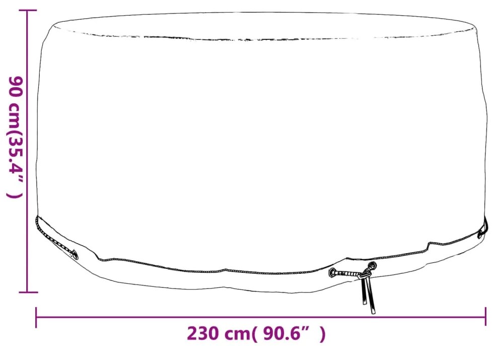 Capa para mobília de jardim c/ 10 ilhós Ø230x90 cm redondo