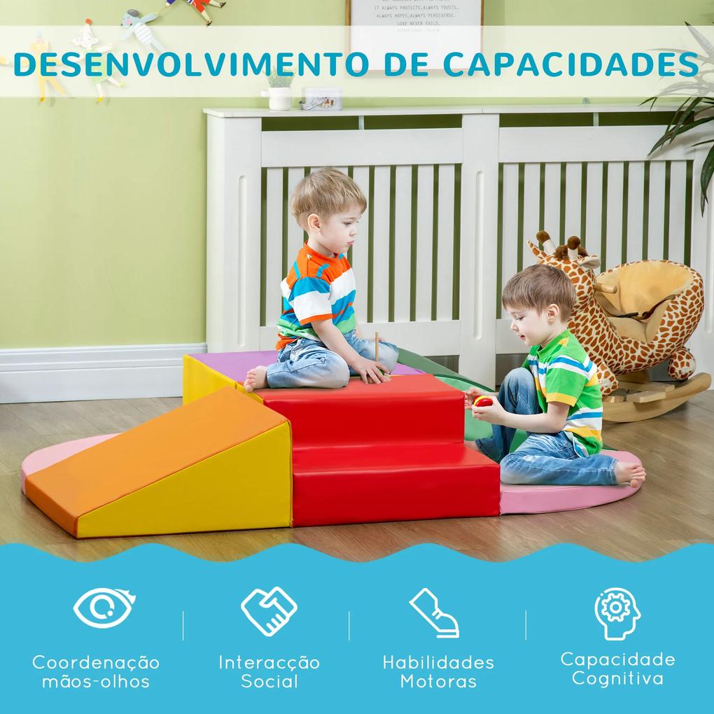Conjunto de 6 Blocos de Espuma para Crianças de 18-36 Meses Brinquedo Educativo de Construção Infantil para Escalar 150x100x24cm Multicor
