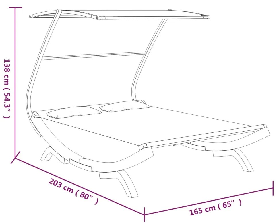 Espreguiçadeira Lotus com Toldo em Madeira Curvada - Creme - Design Mo