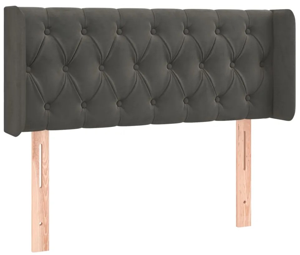 Cabeceira cama c/ luzes LED veludo 103x16x78/88 cm cinza-escuro