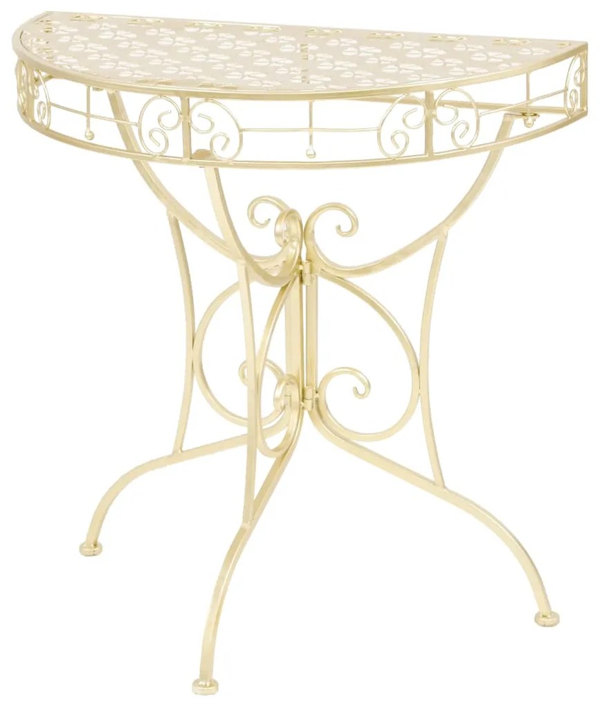 245930 vidaXL Mesa de apoio vintage semicircular metal 72x36x74 cm dourado