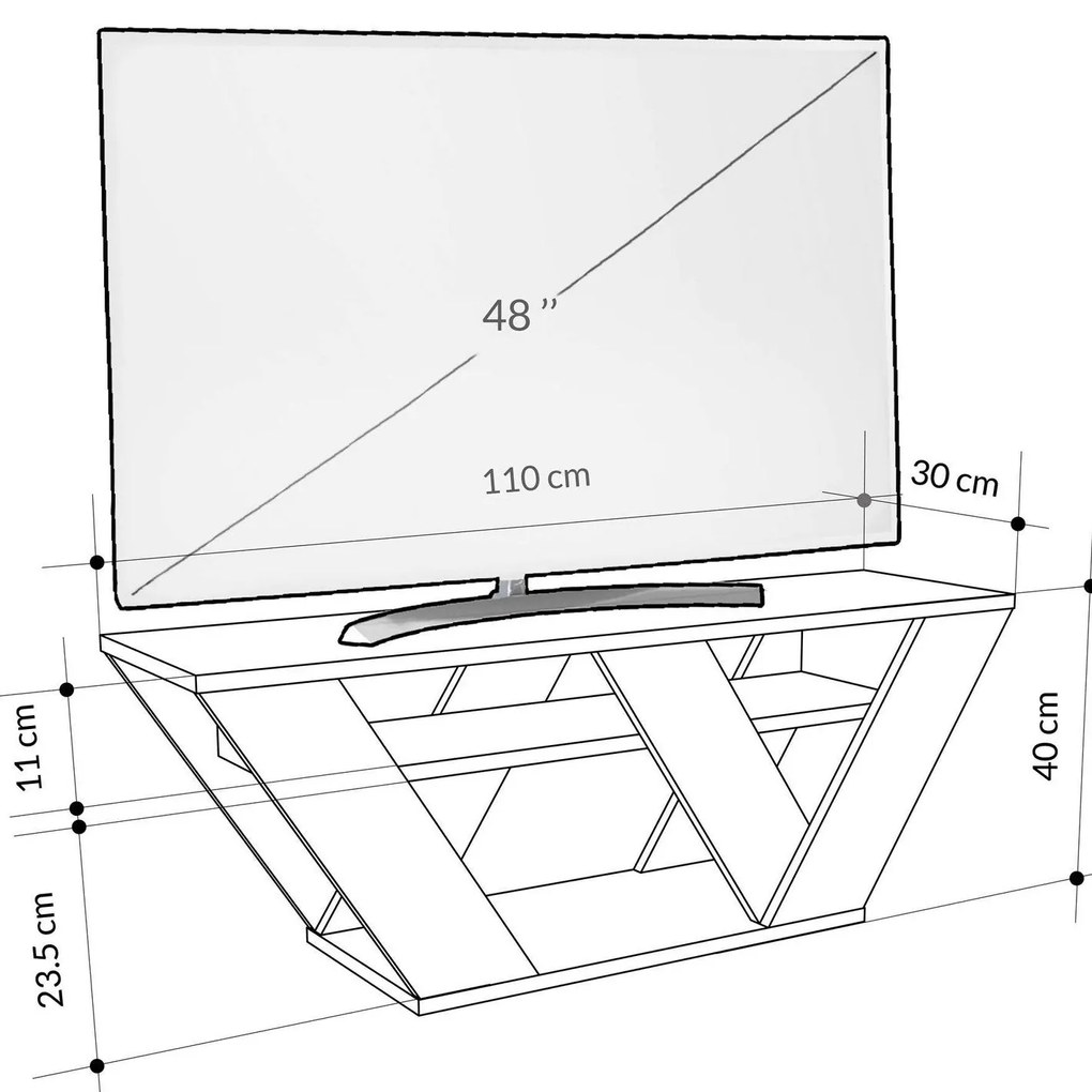 Móvel de TV "Luna" – Branco Mármore – 120 x 40 x 33,5 cm – Design Mode
