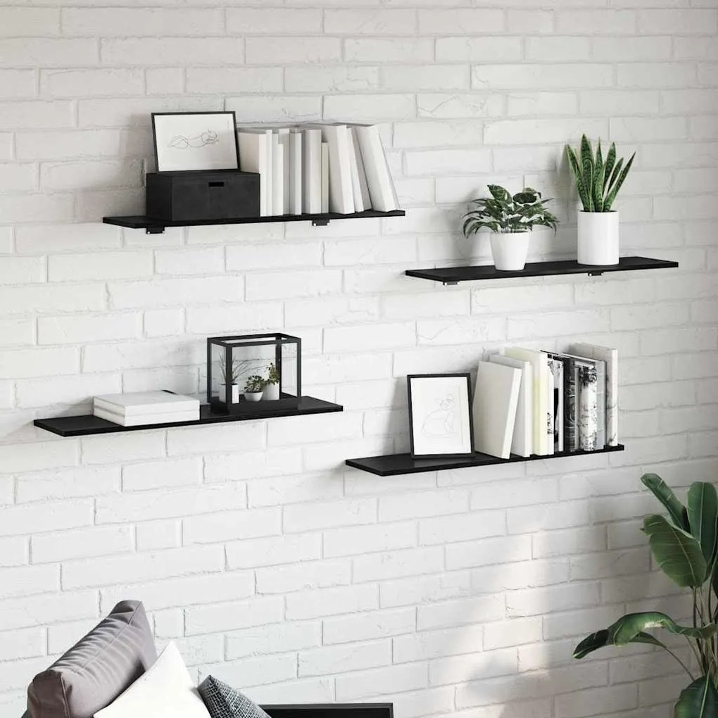 Prancha de Estante para Livros 4 pcs Preto 100 x 40 x 1.5cm