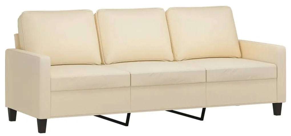 3 pcs conjunto de sofás com almofadões tecido cor creme