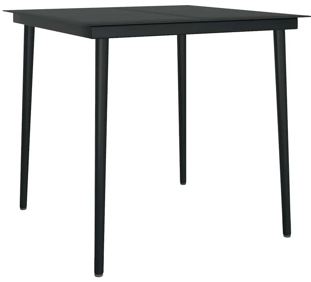 Conjunto de jantar jardim 5 peças almofadas vidro vime PE preto