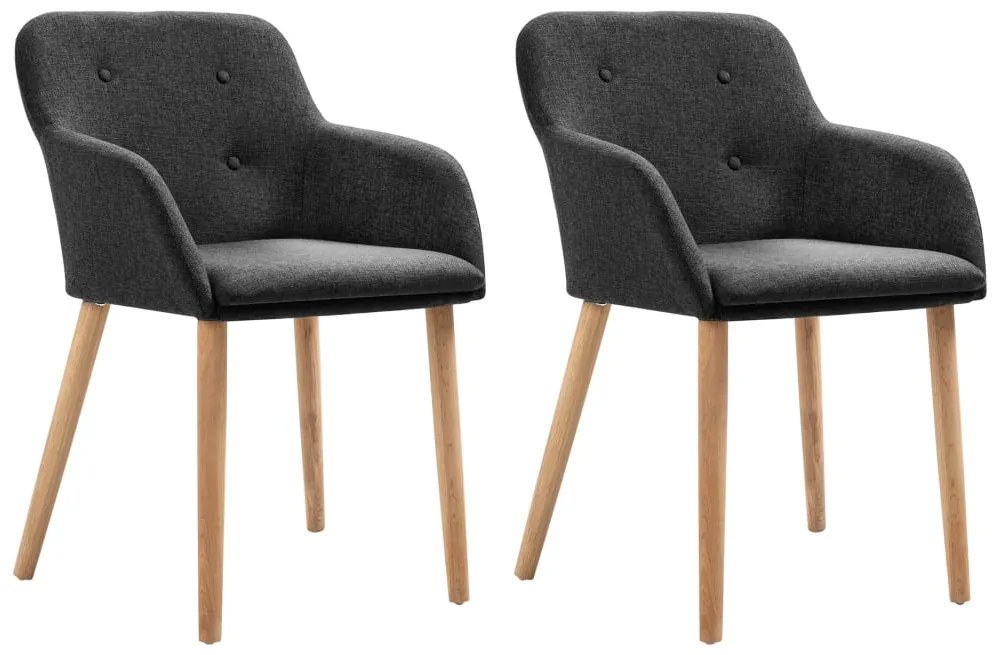 vidaXL Cadeiras jantar 2 pcs tecido cinzento-escuro e carvalho maciço