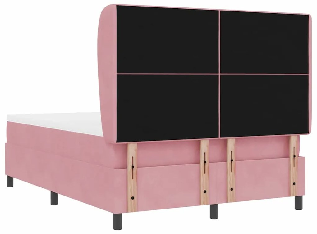 Cama Box com Colchão Rosa 140x200 cm em Veludo