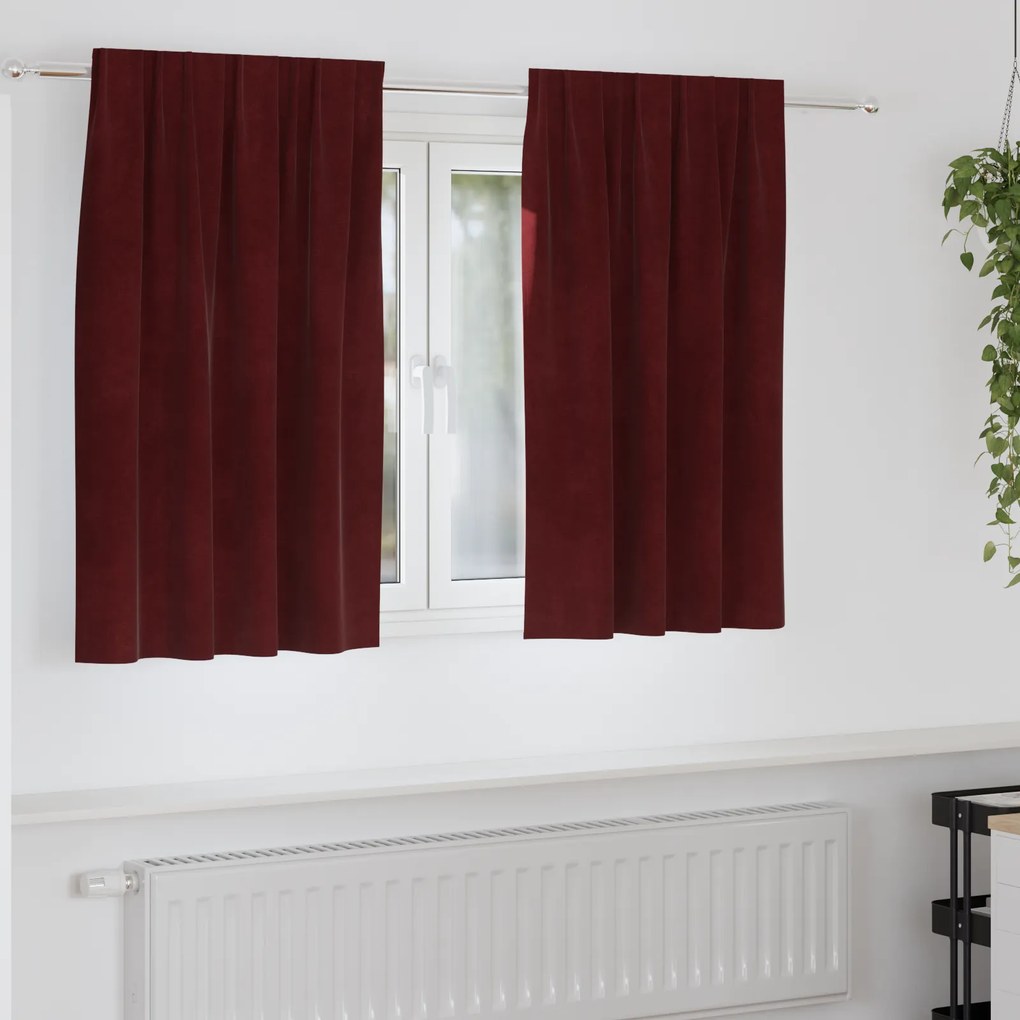 Cortinas Blackout vidaXL com fita superior 2 pcs Bordô Veludo