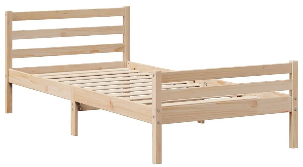 Estrutura de cama com cabeceira 75x190 cm pinho maciço