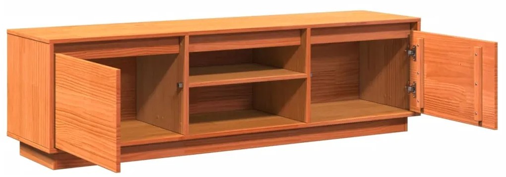 Móvel de TV 140x35x40 cm madeira de pinho maciça castanho mel