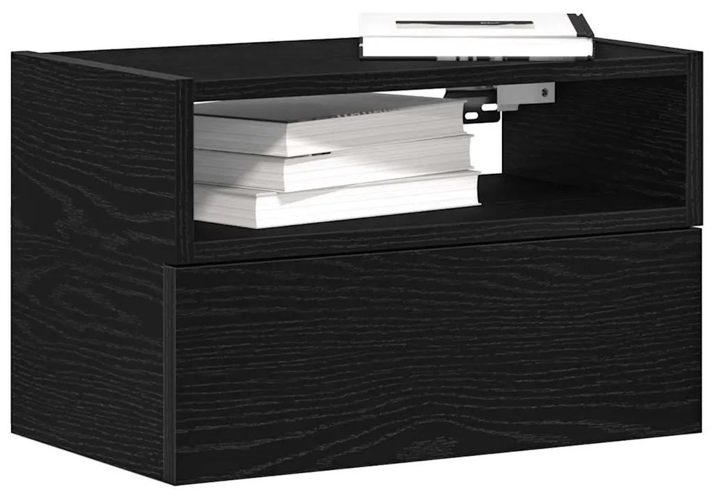 Mesas de cabeceira de parede 2 pcs 45x26x28,5 cm preto