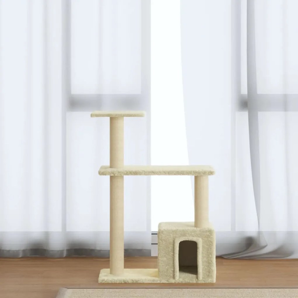 vidaXL Árvore para gatos c/ postes arranhadores sisal 70 cm cor creme