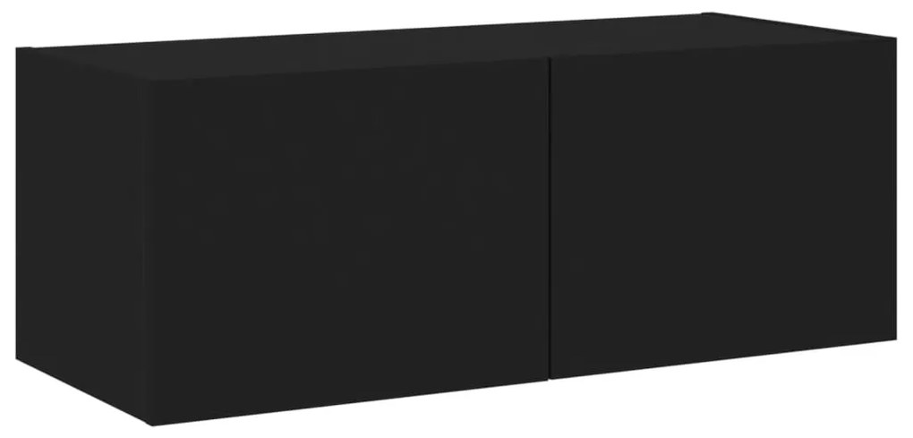 Móvel de parede para TV com luzes LED 80x35x31 cm preto