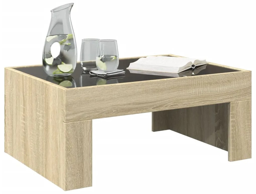 Mesa de centro luzes LED Infinity 70x50x30 cm carvalho sonoma