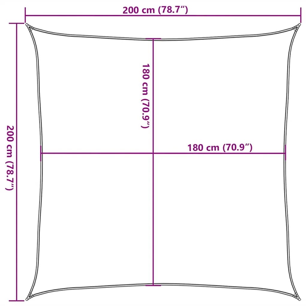 Para-sol estilo vela 160 g/m² 2x2 m PEAD cinzento-acastanhado