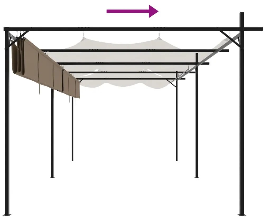 Pérgola com toldo retrátil 589x292x230 cm cor cinza-acastanhado